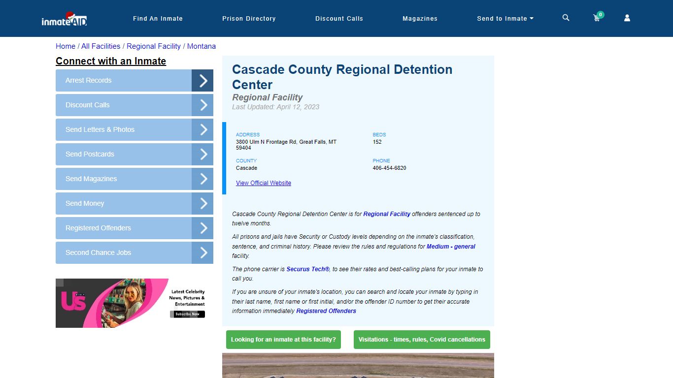 Cascade County Regional Detention Center - Inmate Search - Great Falls, MT
